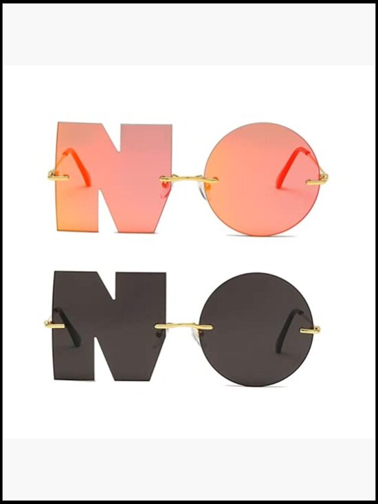 Metal UV400 Polarized Sunglasses Letter NO Shape Design Streetwear main image 4